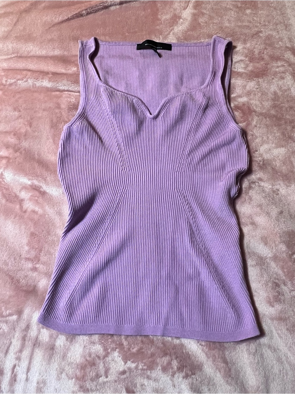 White House Black Market Lavender Ribbed Sweetheart Tank